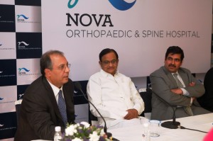Mr.Suresh Soni, P Chidambaram, Dr. Hegde at the launch of Nova Hospital in Delhi